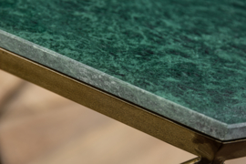 Salontafel DIAMOND 69 cm groen messing met marmeren blad