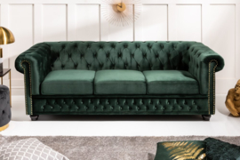 Chesterfield 3-zitsbank 205 cm fluweelgroen fluweel met knoopsluiting en veerkern