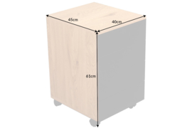 Moderne rolcontainer STUDIO 40 cm eiken look zwart 3 lades