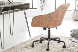 In hoogte verstelbare bureaustoel vintage taupe met armleuningen draaistoel