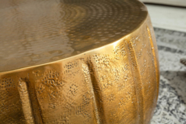 Handgemaakte salontafel MARRAKESCH 65 cm goud met gehamerd design