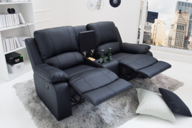 Exclusieve 2-zits bioscoopfauteuil HOLLYWOOD 186 cm zwarte tv-fauteuil met bekerhouder