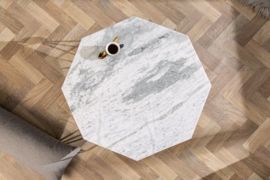 Salontafel DIAMOND 69 cm wit messing met marmeren blad