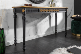 Elegante consoletafel VENICE 125 cm zwart goud massief hout
