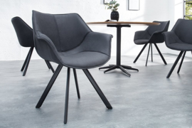 Design stoel THE DUTCH RETRO antiek grijs met armleuningen set van 2