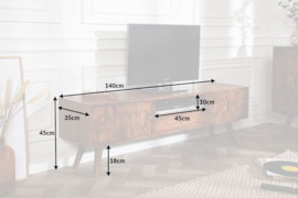 TV-Meubel Mystic Living 140cm Massief Sheesham Hout