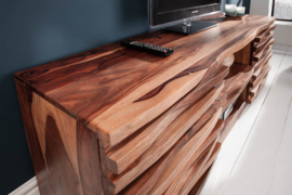 Massief TV lowboard 150 cm sheesham hout met een uitgewerkte voorkant