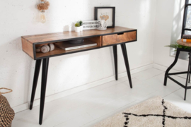 Industriële console tafel of bureau tafel NDUSTRIAL 120cm Mango met zwarte poten