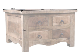 Massieve salontafel IRON CRAFT mangohouten ladekast van 70 cm met lades