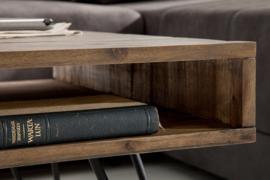 Handgemaakte salontafel SCORPION 110 cm acacia haarspeldpoten