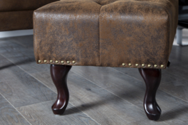 Hocker Model: Chesterfield - Antiek bruin (suede look)