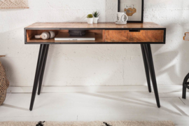 Industriële console tafel of bureau tafel NDUSTRIAL 120cm Mango met zwarte poten