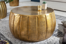 Handgemaakte salontafel MARRAKESCH 65 cm goud met gehamerd design