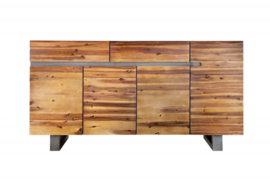Massief dressoir GENESIS 170 cm bruin gevlamd acaciahout metaal industrieel design