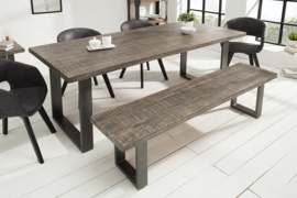 Massieve eettafel 160cm mangohout grijs ijzer industrieel design