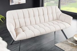Eetkamerbank PAPILLON 165 cm champagne beige met rugleuningen zwart metalen frame