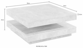Moderne Salontafel  Mat  wit met draaibaar bovenblad 78x78cm