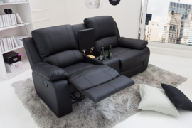 Exclusieve 2-zits bioscoopfauteuil HOLLYWOOD 186 cm zwarte tv-fauteuil met bekerhouder