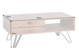 Salontafel met massieve boomrand LIVING EDGE 110 cm geolied wild eiken