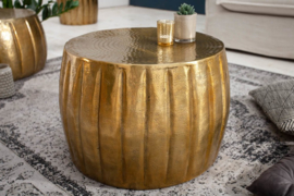 Handgemaakte salontafel 55 cm goud met gehamerd design