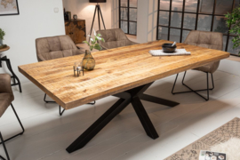 Massieve industriële eettafel GALAXIE 180 cm mangohout stervormig frame