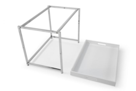 Moderne bijzettafel set van 2 ELEMENTS 50cm wit chroom uitneembaar blad