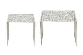 Handgemaakte salontafel ABSTRACT 49 cm set van 2 zilver in gap-design