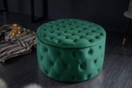 Elegante salontafel / Poef  MODERN BAROK 75 cm smaragdgroene fluwelen kruk met opbergruimte