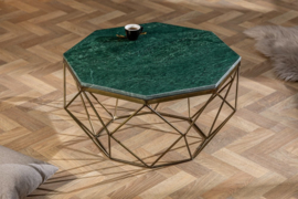Salontafel DIAMOND 69 cm groen messing met marmeren blad
