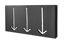 Moderne design wandkapstok ARROW 30 cm zwart met 3 haken