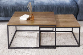 Set van 2 design salontafels ELEMENTS 75cm Sheesham stone finish