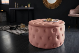 Elegante salontafel / Poef MODERN BAROK 75 cm oudroze fluwelen kruk met opbergruimte