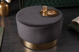 Elegante Poef/salontafel 55 cm fluweel zwart gouden onderkant