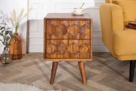 Massief bijzettafel MYSTIC LIVING 56 cm Sheesham 3D-oppervlak nachtkastje