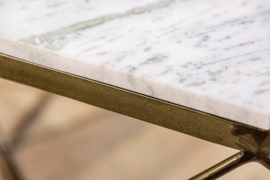 Salontafel DIAMOND 69 cm wit messing met marmeren blad