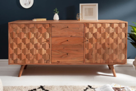 Massief dressoir MYSTIC LIVING 145cm acacia naturel 3D oppervlak massief hout