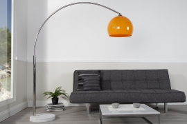 Uitschuifbare booglamp LOUNGE DEAL 175-205 cm oranje marmeren voet vloerlamp