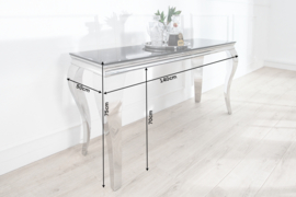 Elegante console tafel MODERN BAROK 140 cm zwart roestvrij staal opaal glazen tafelblad