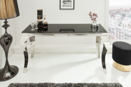 Elegante console tafel MODERN BAROK 140 cm zwart roestvrij staal opaal glazen tafelblad