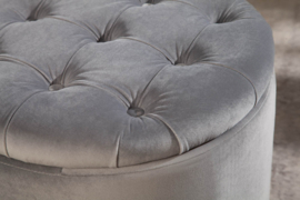 Elegante kruk MODERN BAROQUE 50 cm zilvergrijs fluwelen opbergmand