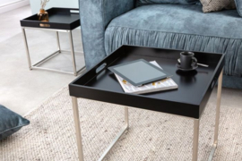 Moderne bijzettafel set van 2 ELEMENTS 50cm zwart stalen uitneembare tray