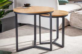 Design bijzettafel set van 2 STUDIO 50cm eiken look industriële stijl