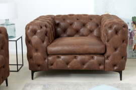 Elegante Chesterfield fauteuil MODERN BAROQUE 120 cm antiek bruin