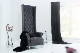 Barokke Troonstoel antiek grijs met decoratieve doorgestikte Chesterfield fauteuil