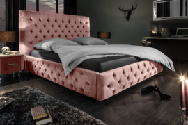 Elegant tweepersoonsbed PARIS 160x200cm oud roze fluweel Chesterfield design