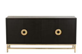 Dressoir 4 Deuren Mango Hout/Ijzer Zwart/Goud 160cm