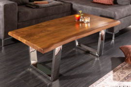Massief houten salontafel MAMMUT 110 cm acacia honingafwerking sledeframe boomrand 4 cm tafelblad
