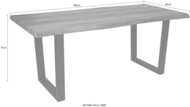 Boomstam Acacia Look eettafel 180cm met zwarte metalen onderstel