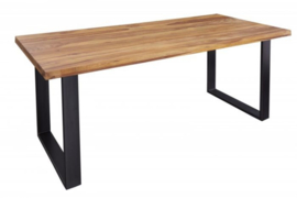 Massieve eettafel IRON CRAFT 180cm Sheesham-steenafwerking Industrieel ontwerp