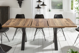 Industriële eettafel MONTREAL 160-210 cm eiken look uitschuifbaar met X-poten